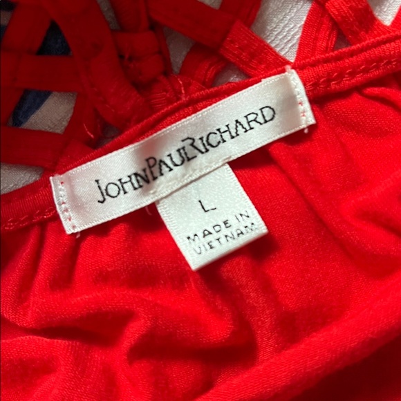 John Paul Richard Lattice Top Blouse Shirt Size L in Red - Picture 6 of 8